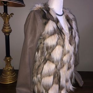 NWT C. Luce Faux Fur Leather Convertible Small Jacket Vest